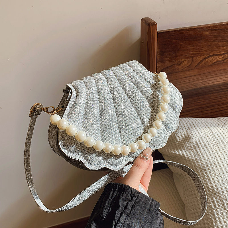 Shell Pearl Bag Handbag Crossbody Bag New Women's Versatile Fashion Solid Color Style Adjustable Shoulder Strap