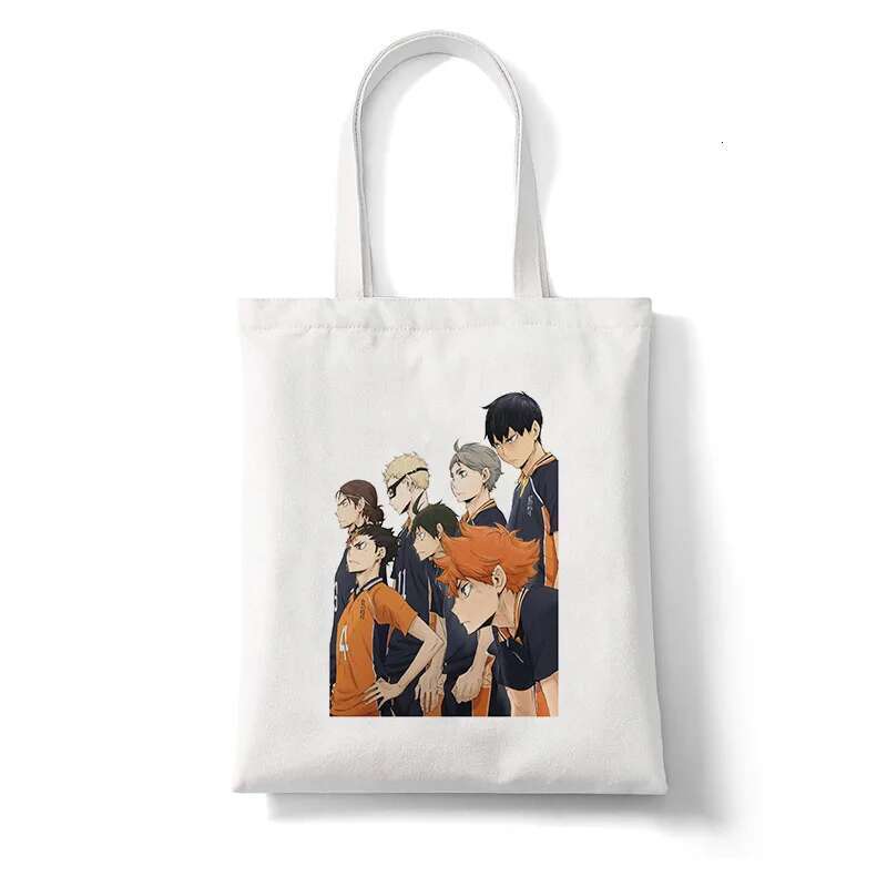 Haruku Japanese Anime Fun Printed Women's Canvas Shoulder Reusable Handbag Foldable Eco Shopping Student Hand-held Bag