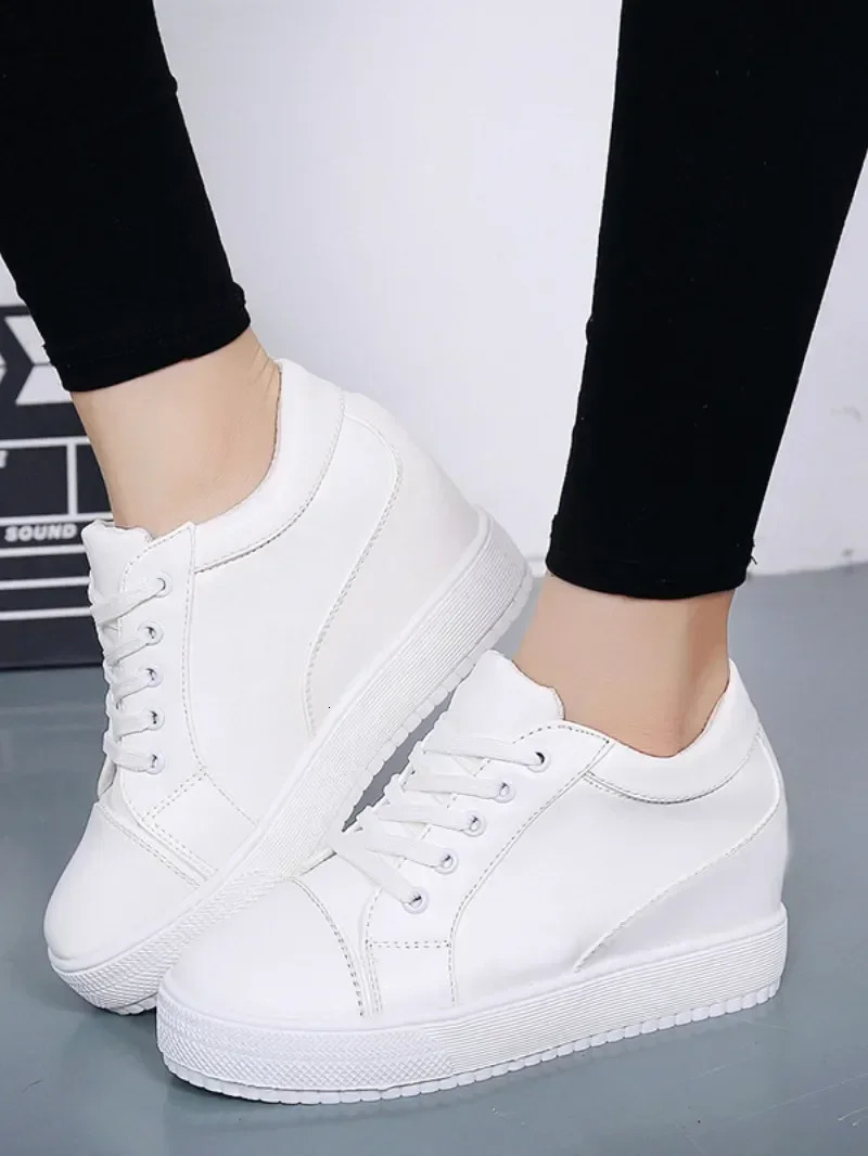 White Hidden Wedge Heels Sneakers Casual Shoes Woman High Platform Shoes Womens High Heels Wedges Shoes for Womenbn 250402