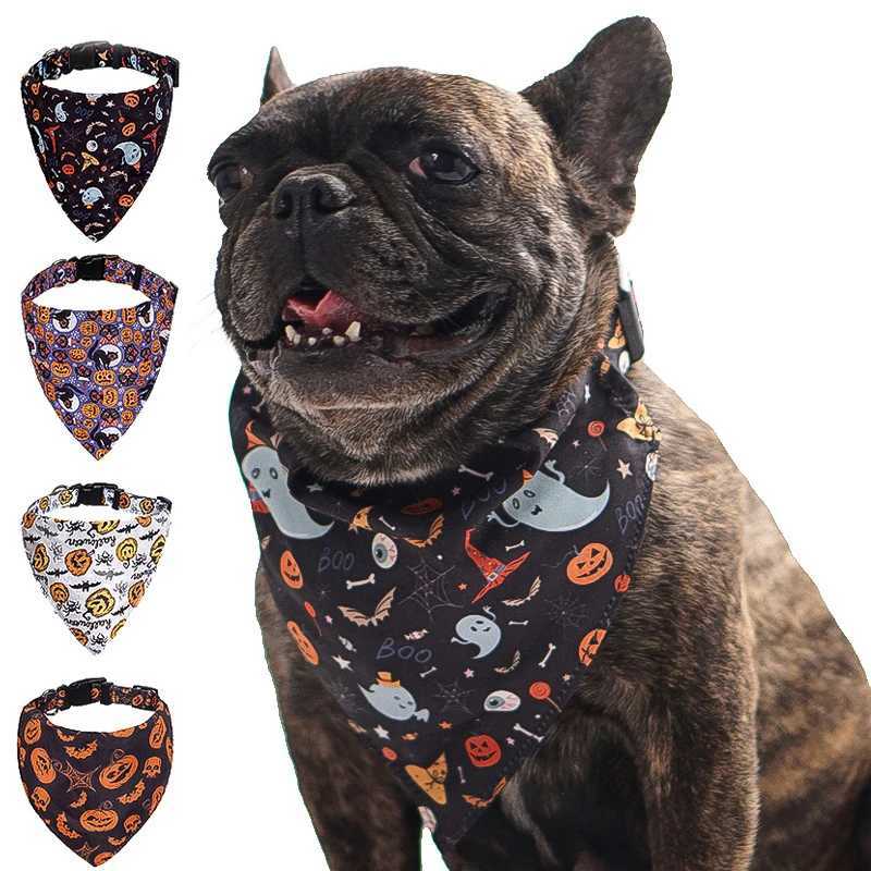 High Quality New pet supplies Halloween dog saliva towel collar cat triangle scarf bib dog pet collar pumpkin skull dog 1 piece T250407