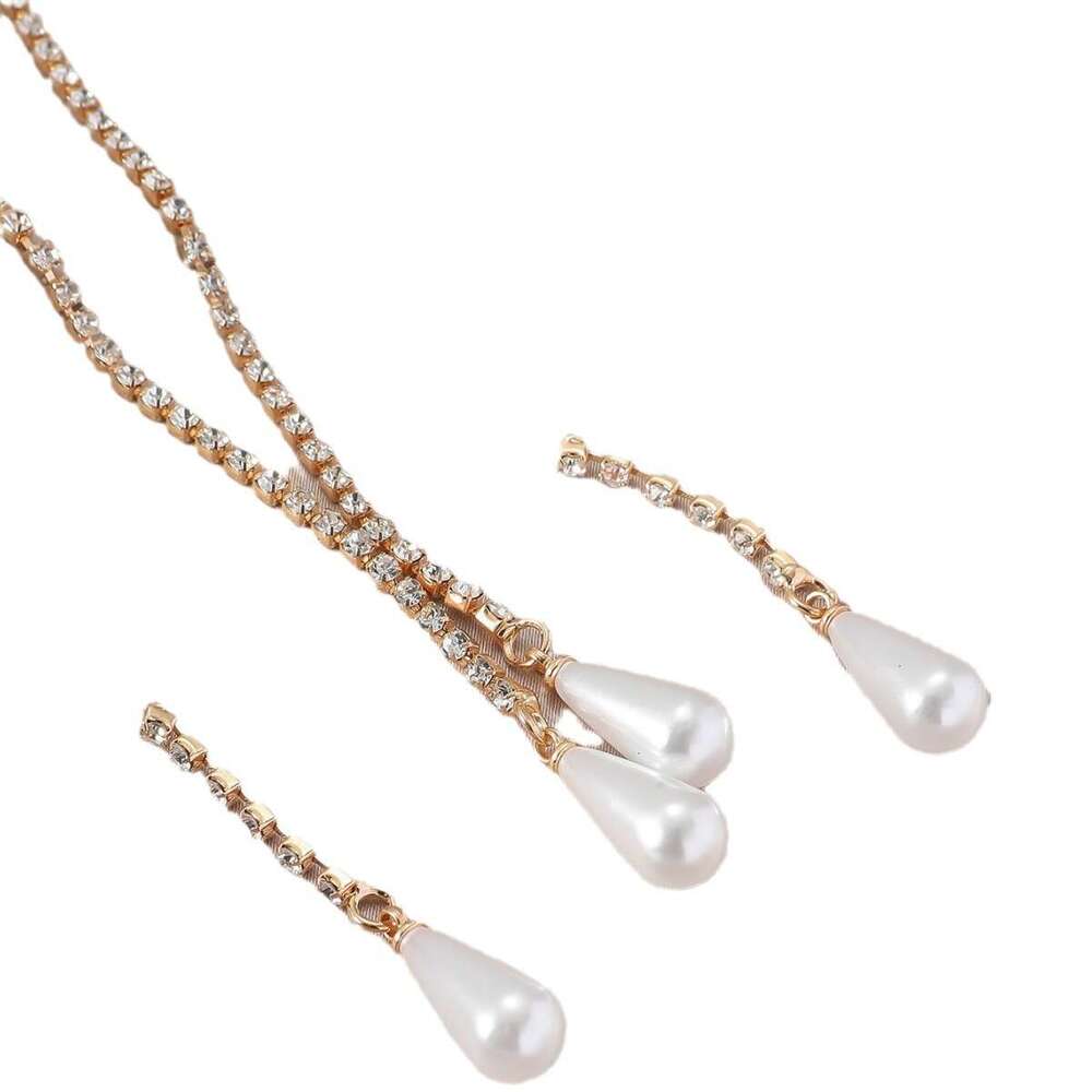 Antique new Chinese style water droplet sparkg pearl set, fashionable ladies tassel hot rhie earring necklace two-piece set