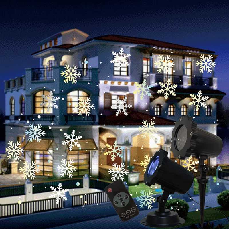 New LED Blizzard Snowflake Projector Lamp Special for Outdoor Lawn Christmas party atmosphere decoration snowflake lights W251107