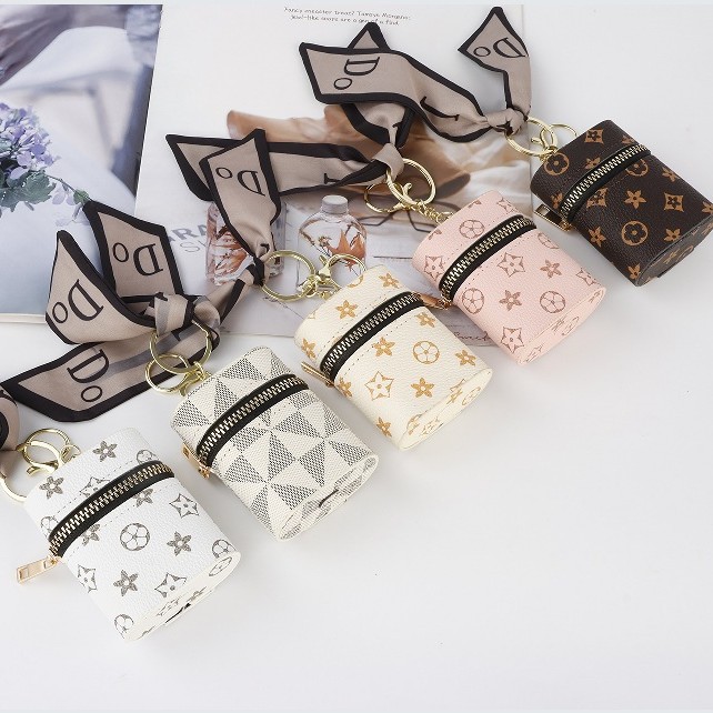 Coin purse keychain Mini female mouth red envelope storage wireless earphone protective case cute 2025