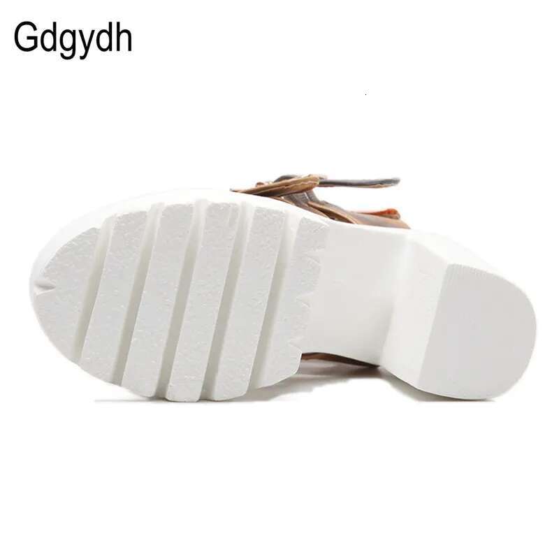 Gdgydh Women High Summer Fashion Ankle Buckle Strap Female Gladiator Sandals Platform Shoes Block Heels
