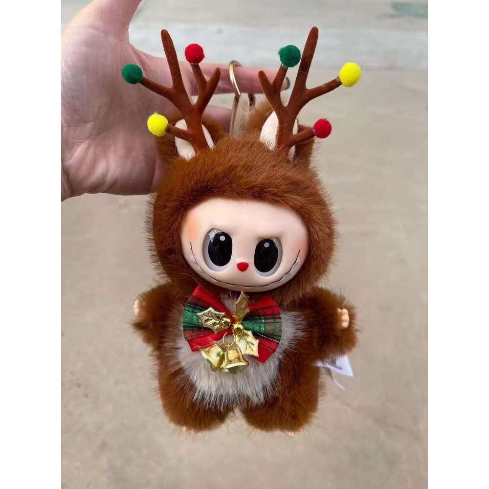 Hot-Selling Christmas Reindeer Plush Cute Vinyl Labubu Pendant Doll Claw Machine Toy