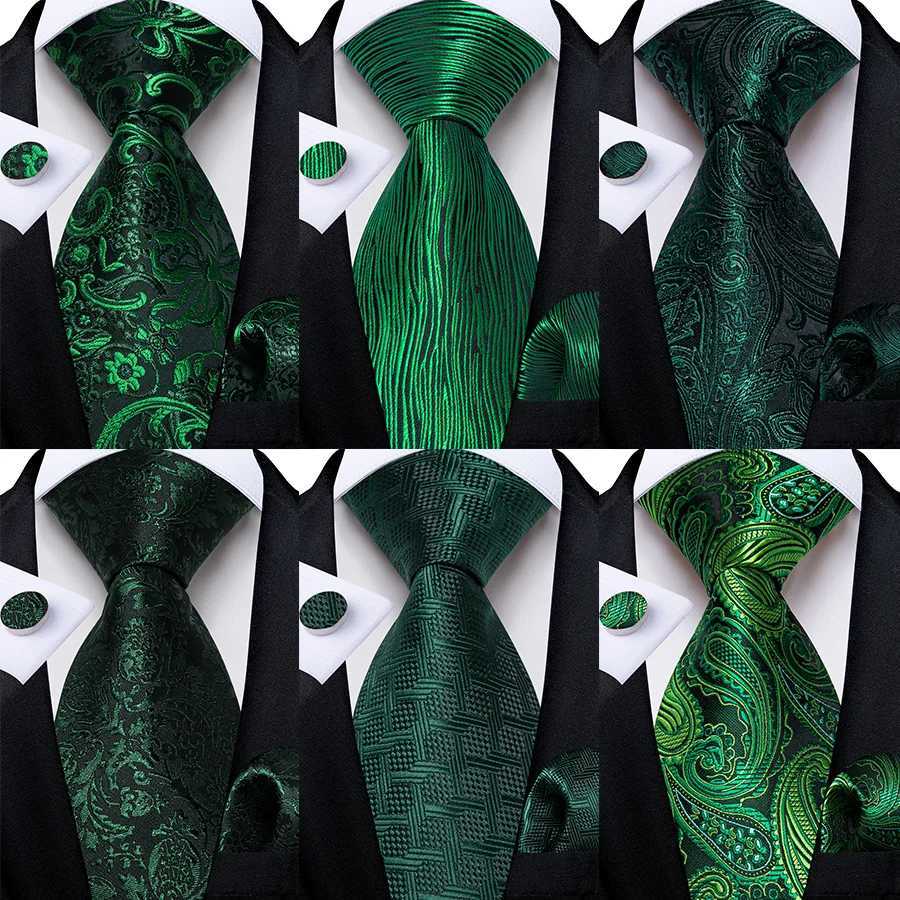 Luxury Green Paisley Floral 8cm Silk Ties for Men Wedding Party Gro Husband Accessories Gift Necktie Handkerchief Wholes X250407