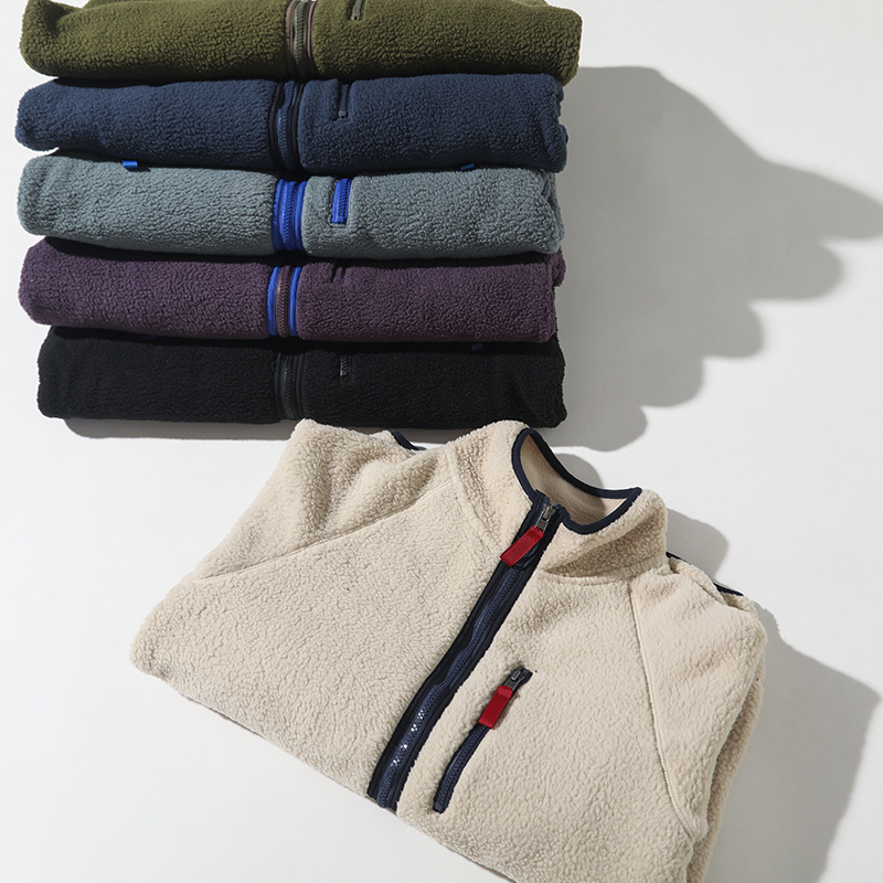 Designer Men's Jackets Lamb Fleece Casual Zipper Jacket Autumn And Winter Stand Collar Outdoor Sports Warm Coat Windbreaker For Men Sports And Le