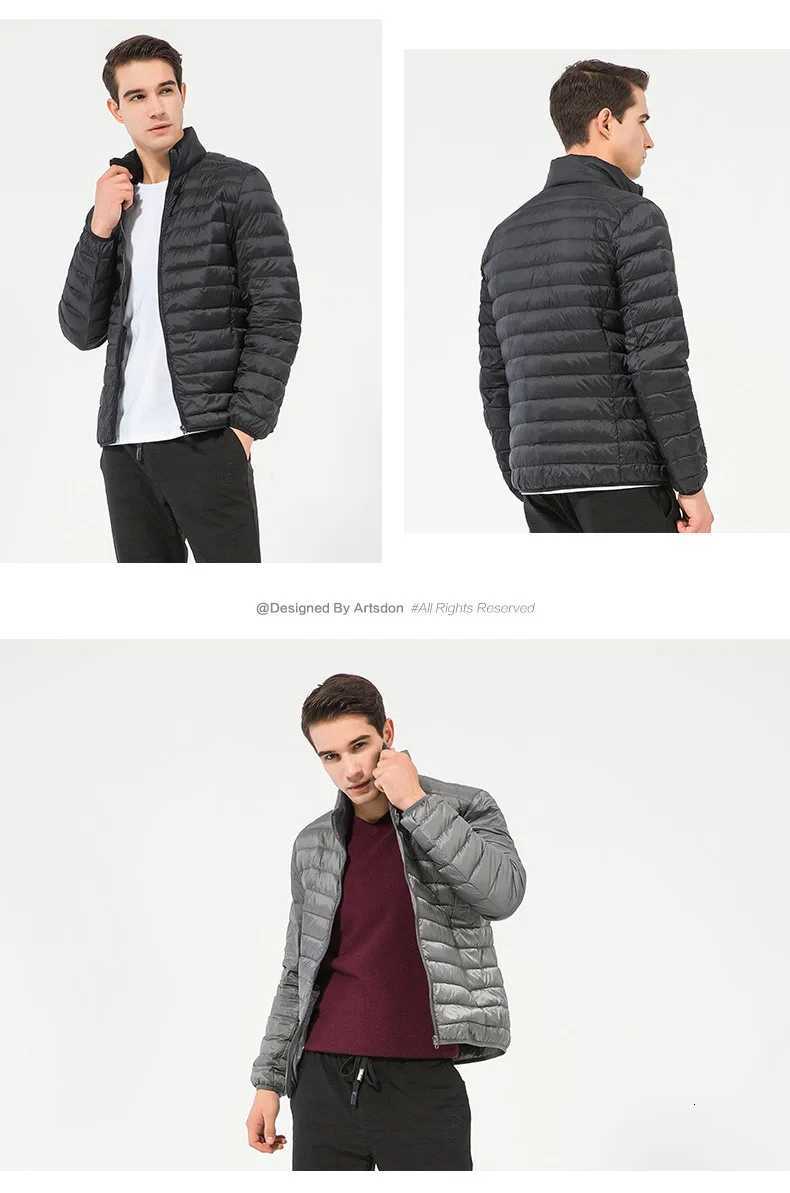 Mens 2024 New 90 White Duck Down Super Light Down Jacket Mens Lightweight Thermal Coat Hooded Feather CoatT251107