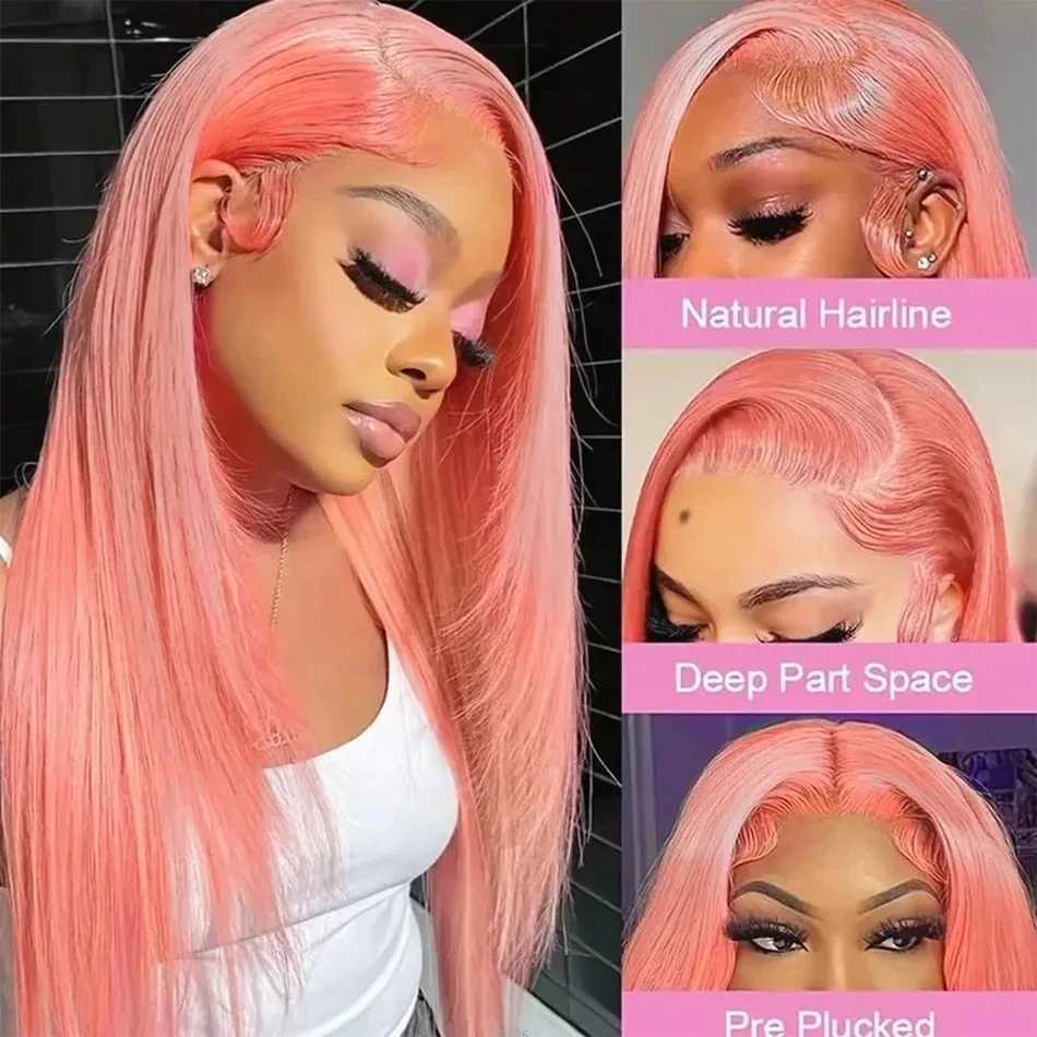 30 36 Inch Pink Transparent Lace Front Wig Human Hair 13x6 Lace Frontal Wigs For Women 13x4 Long Straight Colored Human Hair Wig W251107