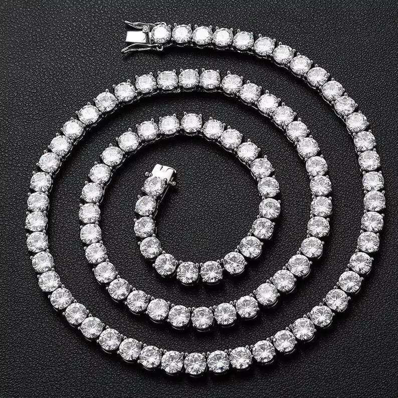 Hiphop Moissanite Chain 925 Sterling Silver 4mm 5mm 6mm Vvs Iced Out Moissanite Tennis Chain
