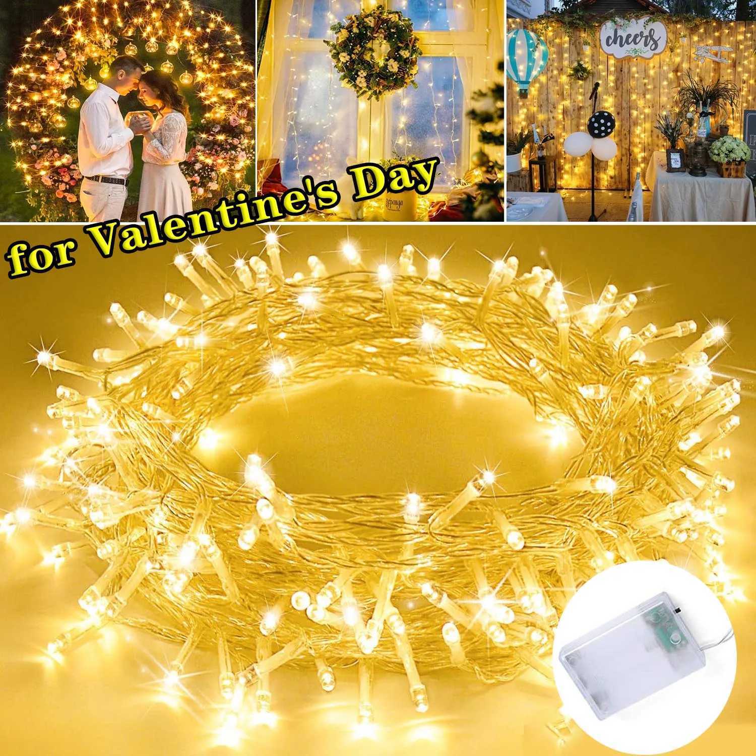 2M-10M 10/20/40/80 LEDS Christmas Garland Light Battery Warm White String Fairy Lamp for Bedroom Wedding Party Valentine Decor W251107