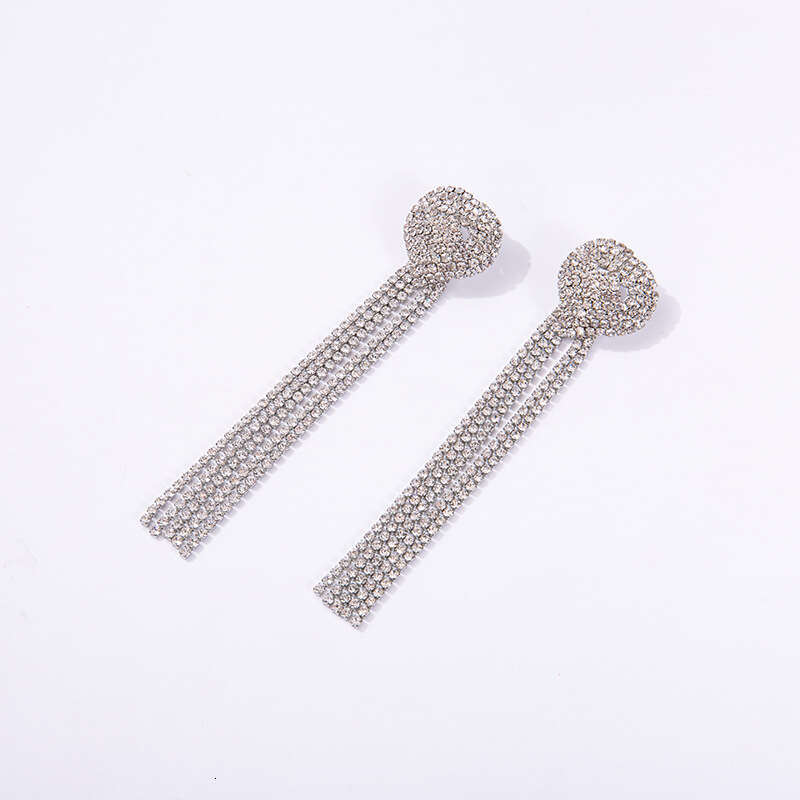 2021 exaggerated tassel studded dia fashionable rhie atmospheric heart-shaped earrings accessories