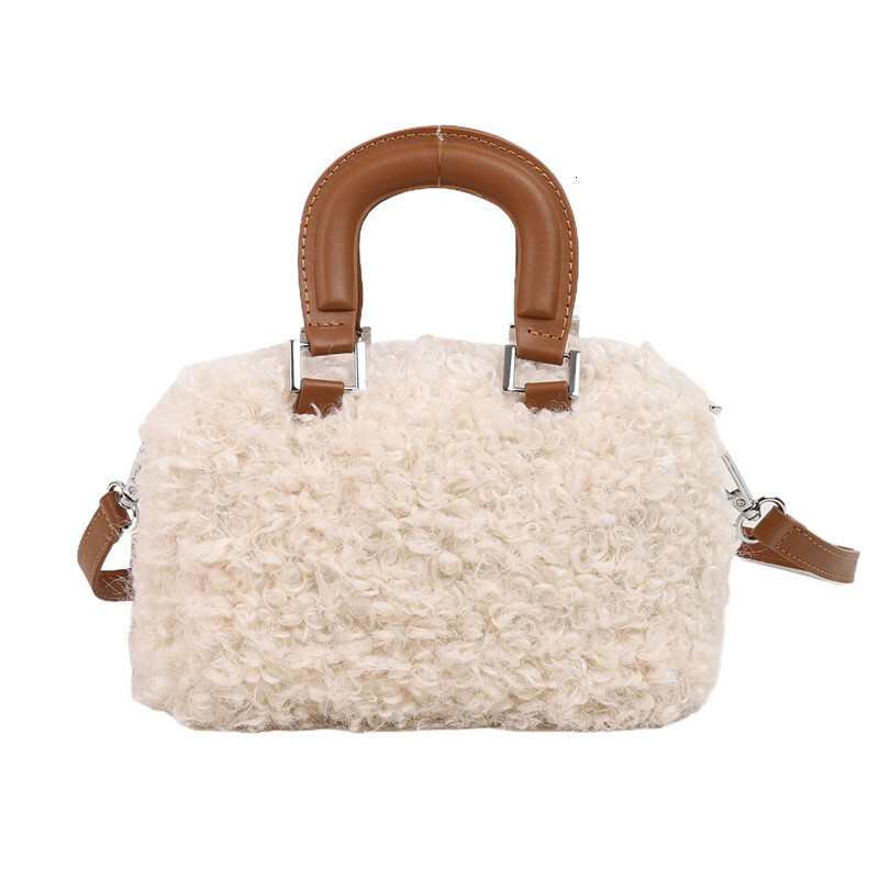 2025S Designer Women S Bag Fresh Boston Female Niche Design Plush Small Square Bag Winter New Single Shoulder Crossbody Bag