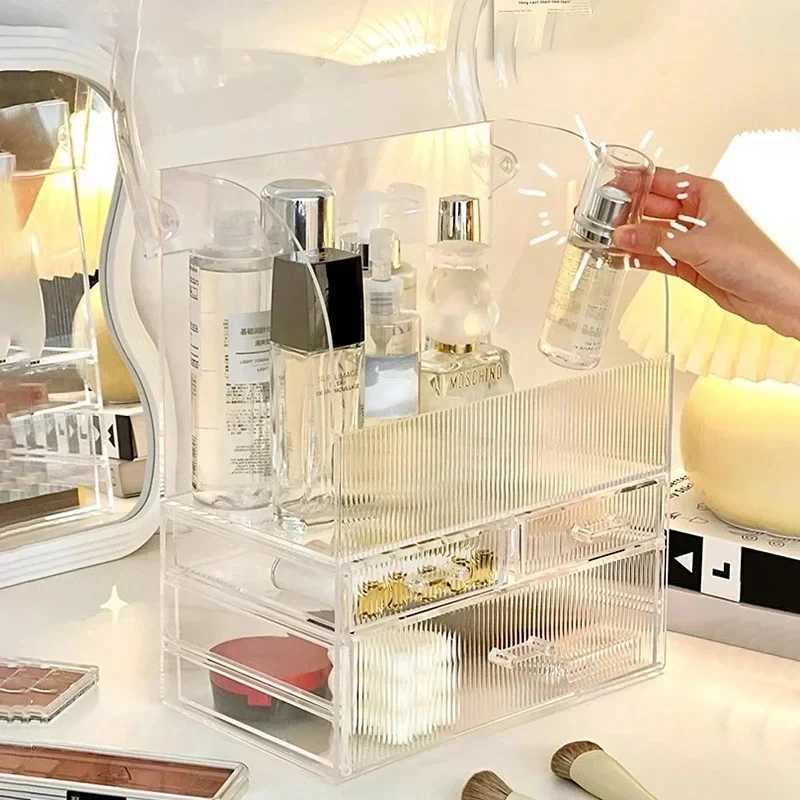 Large Drawer Organizer Makeup Storage Clear Acrylic Box With Perfume Cosmetic Display Capacity Lid Cosmet Storage Box J251115