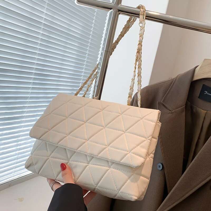 Plaid Pu Leather Shoulder Bag Chain Strap Crossbody For Women Fashion Designer Handbags Female Messenger Bags