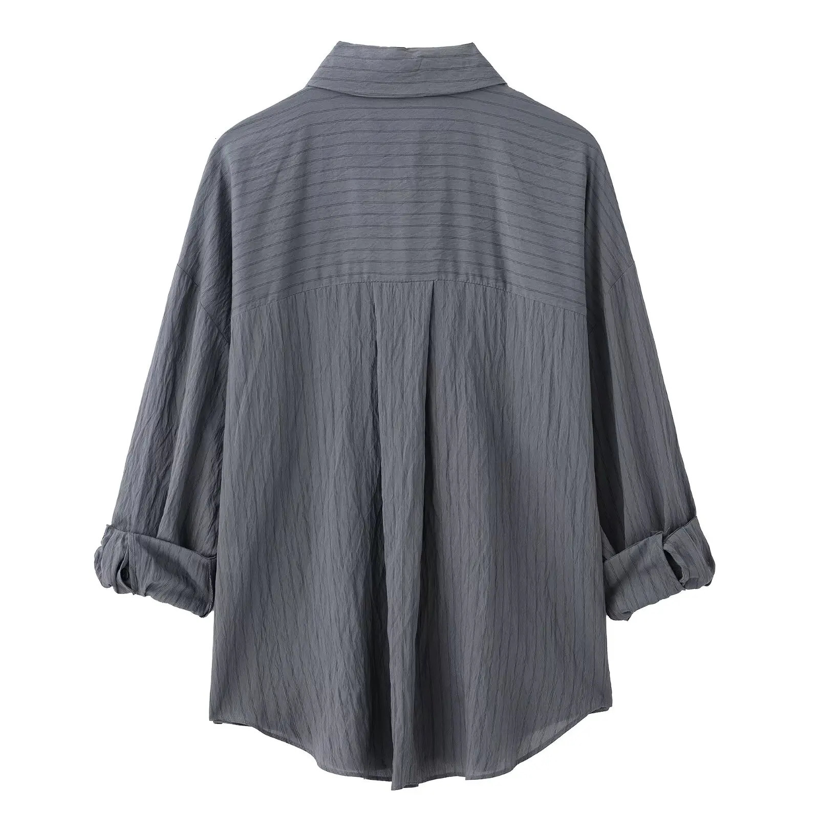 RARA womens collar button down sweater rolled up sleeves paired with wide leg pants set casual and comfortable 250407