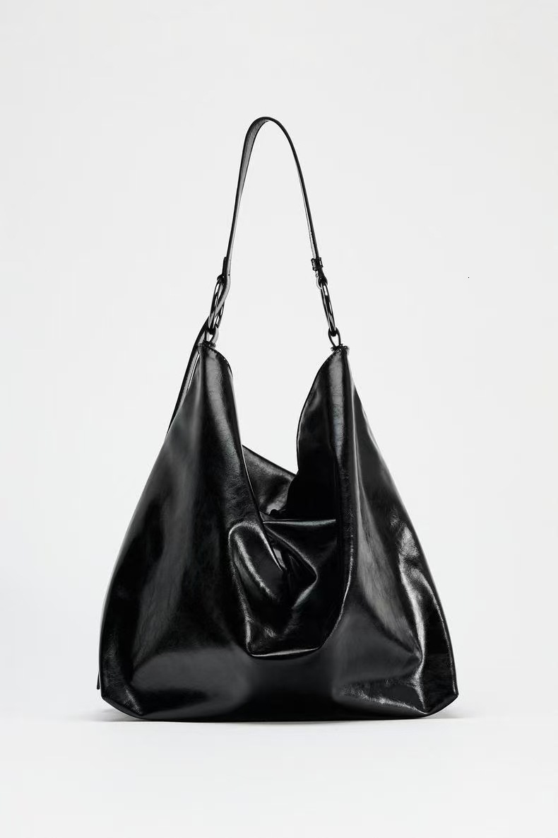 Oversize Satin Tote Bags for Women Soft Silk Shoulder Bag Black Handbags Large Shopper Purses Women Bag 240902