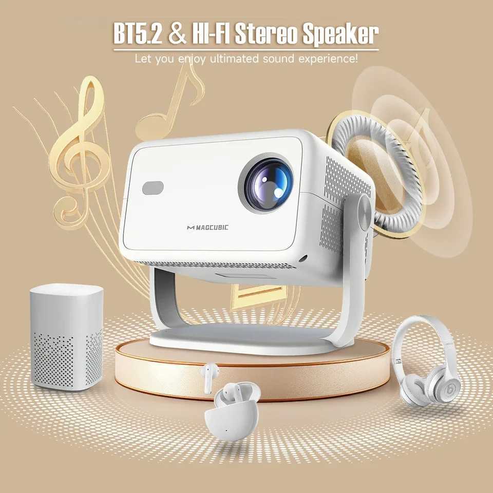 Magcubic 650ANSI L018 4K Native Portable Projector 1080P Auto Focus Keystone Correction Android 11 BT5.2 WIFI6 360 Home Cinema X250407
