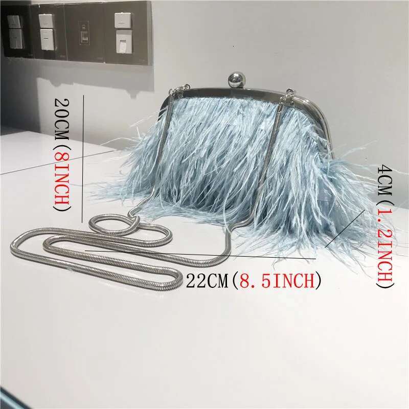 Feather Handbag Evening Crossbody Pearl Snake Chain Shoulder Bag Women Bags Design Party