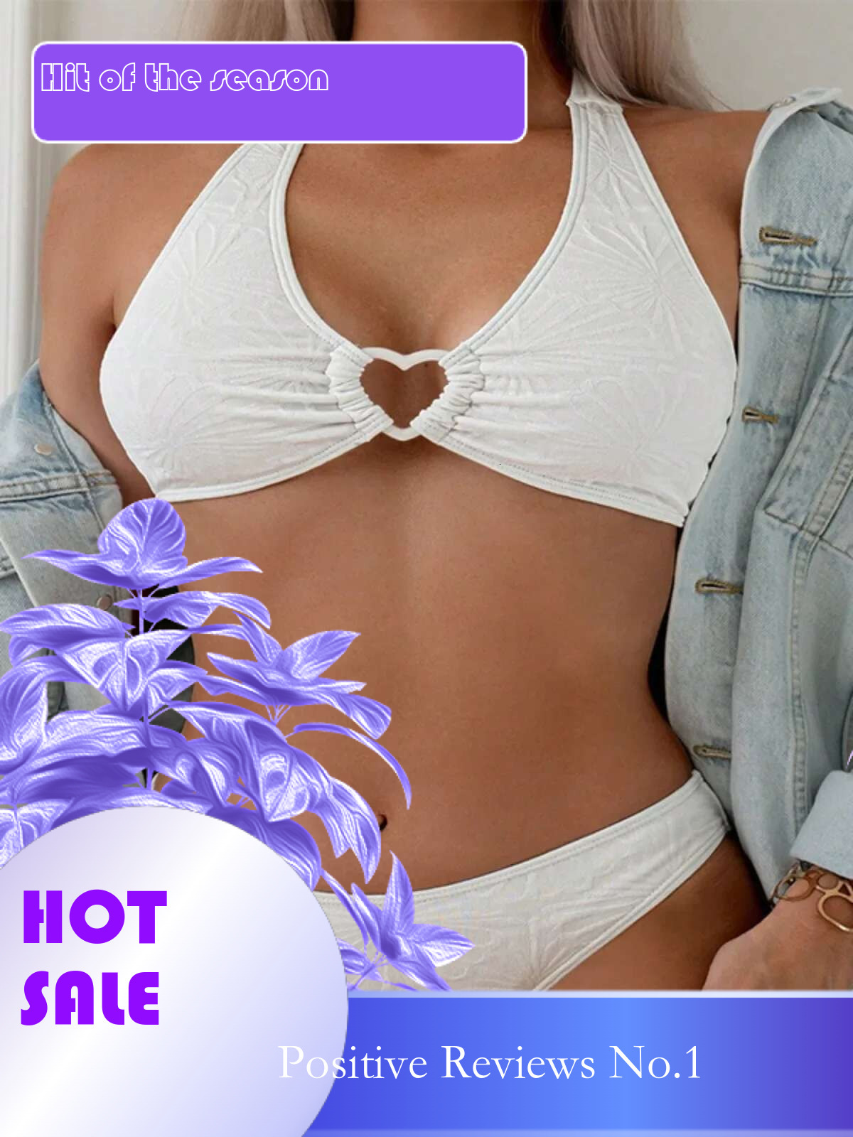 Dongdumaoyi Solid Color Two Piece Swimsuit Women S Heart Shaped Ring V Neck Bikini Set Sexy Halter Backless Lace Up Beach Vacation Swimwear