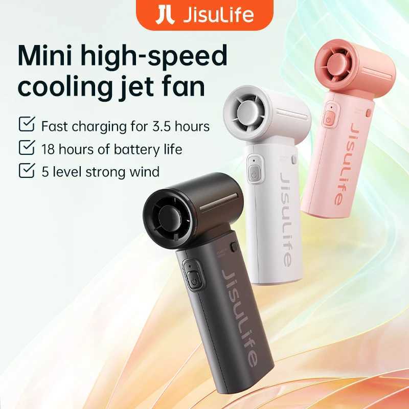 JISULIFE handheld turbofan super strong wind power 5-speed long battery life 5000mAh USB charging ltipose pocket fan W250403