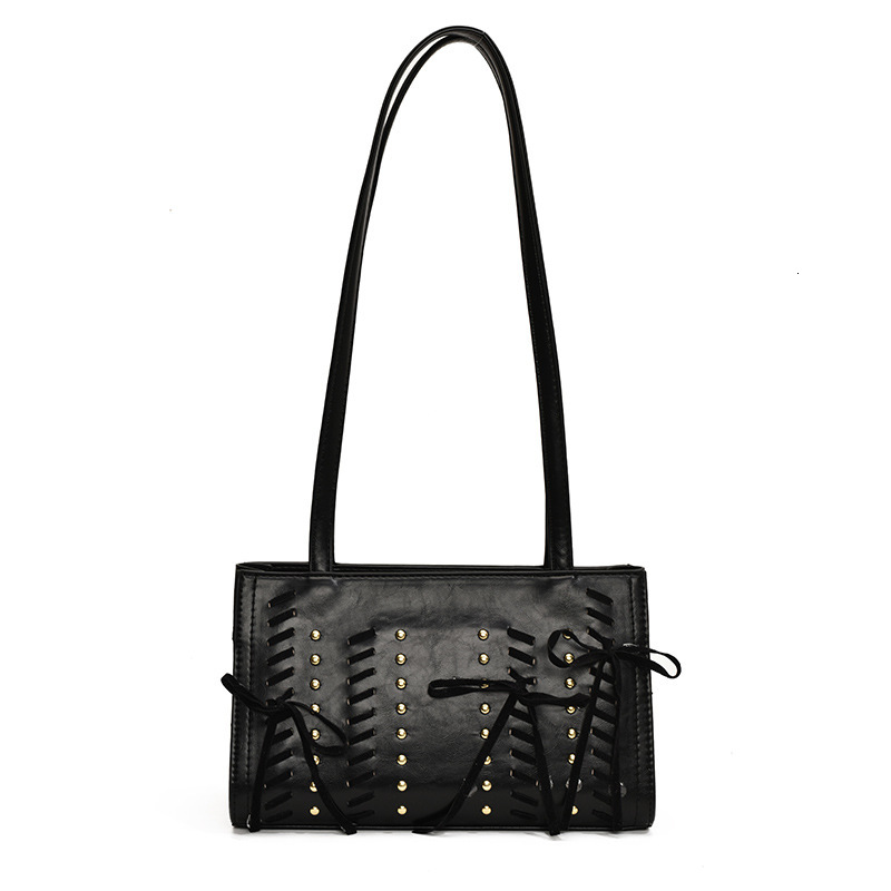 2025S Designer Women S Bag Autumn Winter Popular Shoulder With Rivet Strap Bow New Style Small And Trendy Design Underarm Women S Bag