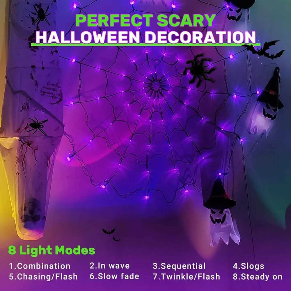 Halloween Party LED Light 70 LED String Ghost House Atmosphere Light Battery Powered Spider Web Lamp For Festival Party Decor W251107