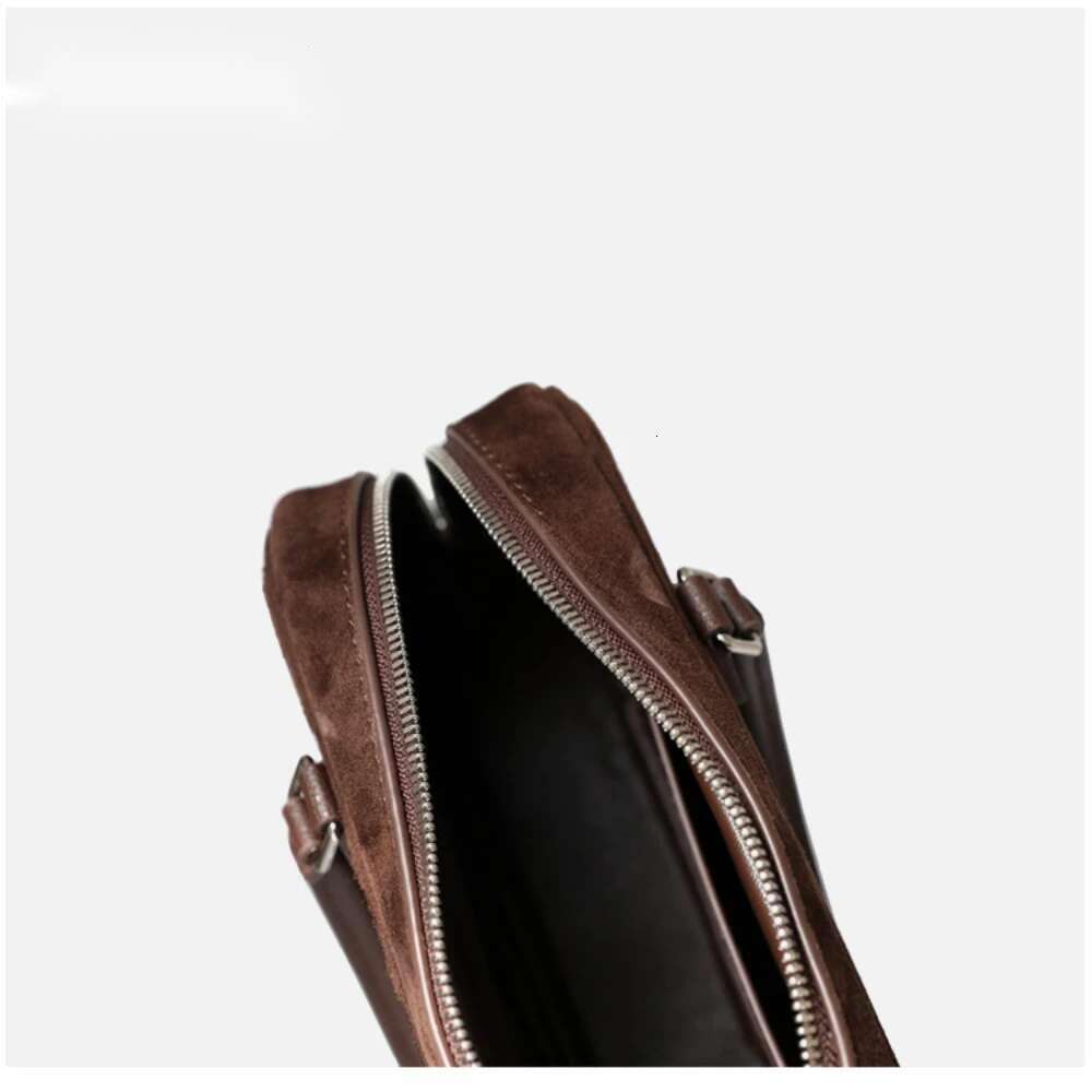 Lastest High-End Square Tote Small Zipper Open Matte Suede Cow Leather Women Handbag Office Lady Commuter Thin Shoulder Bag