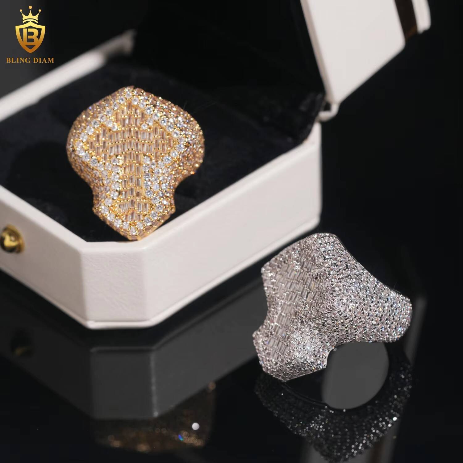 Hot Sale 925 Sterling Silver Moissanite Cross Ring Iced Out Moissanite HipHop Style Jewelry Ring Baguette Pass Diamond Test