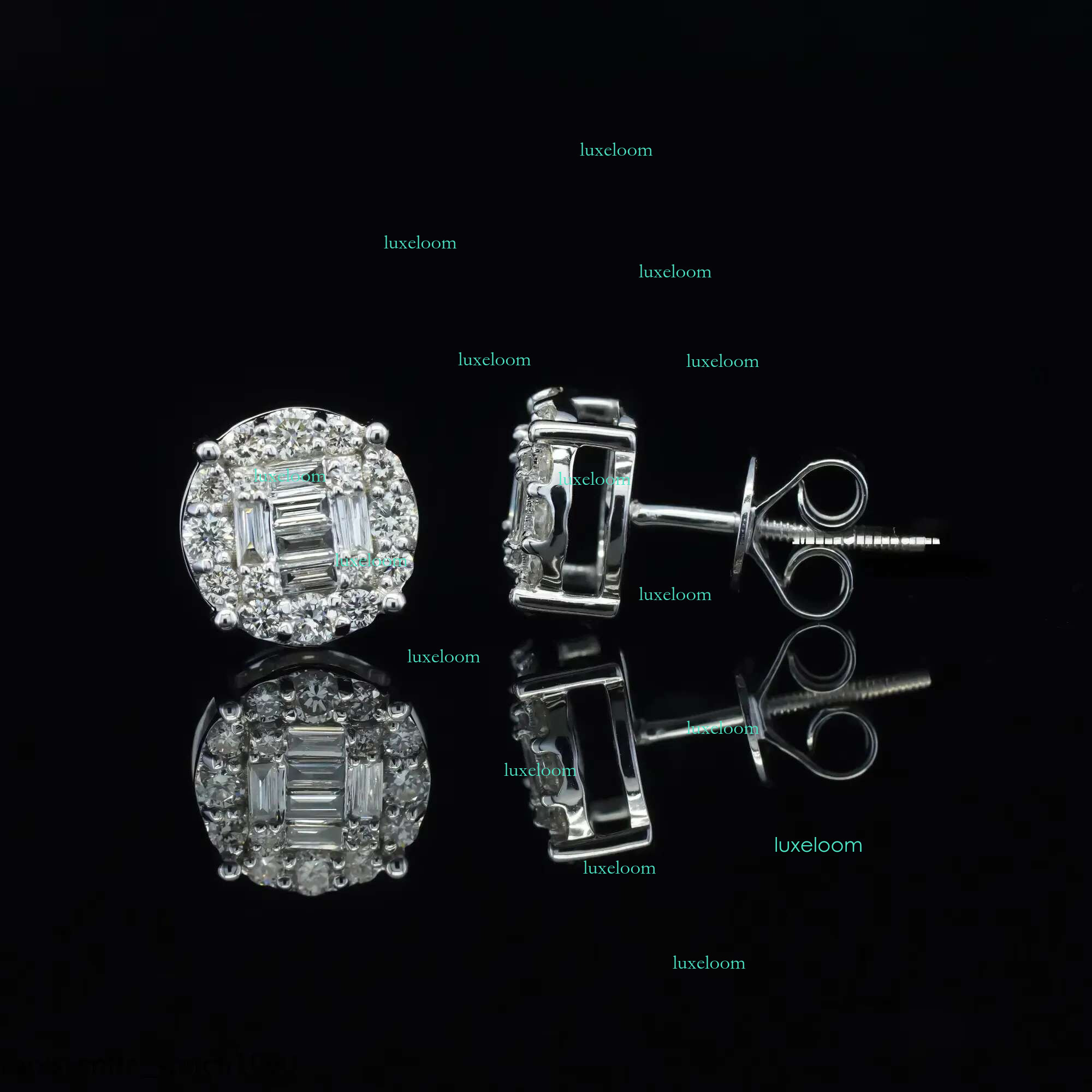 0.746 Carat Round Cut Moissanite Dia Screw Back Stud Hip Hop Style Earrings In Gold Plated Sterg Sier