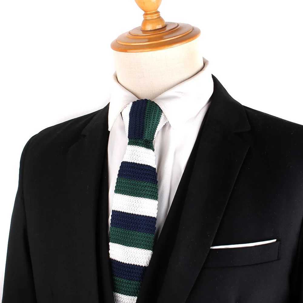Mens Knitted Tie Striped Pattern Knitted Neckties Casual Skinny Fit Ties Wholes Available X250407