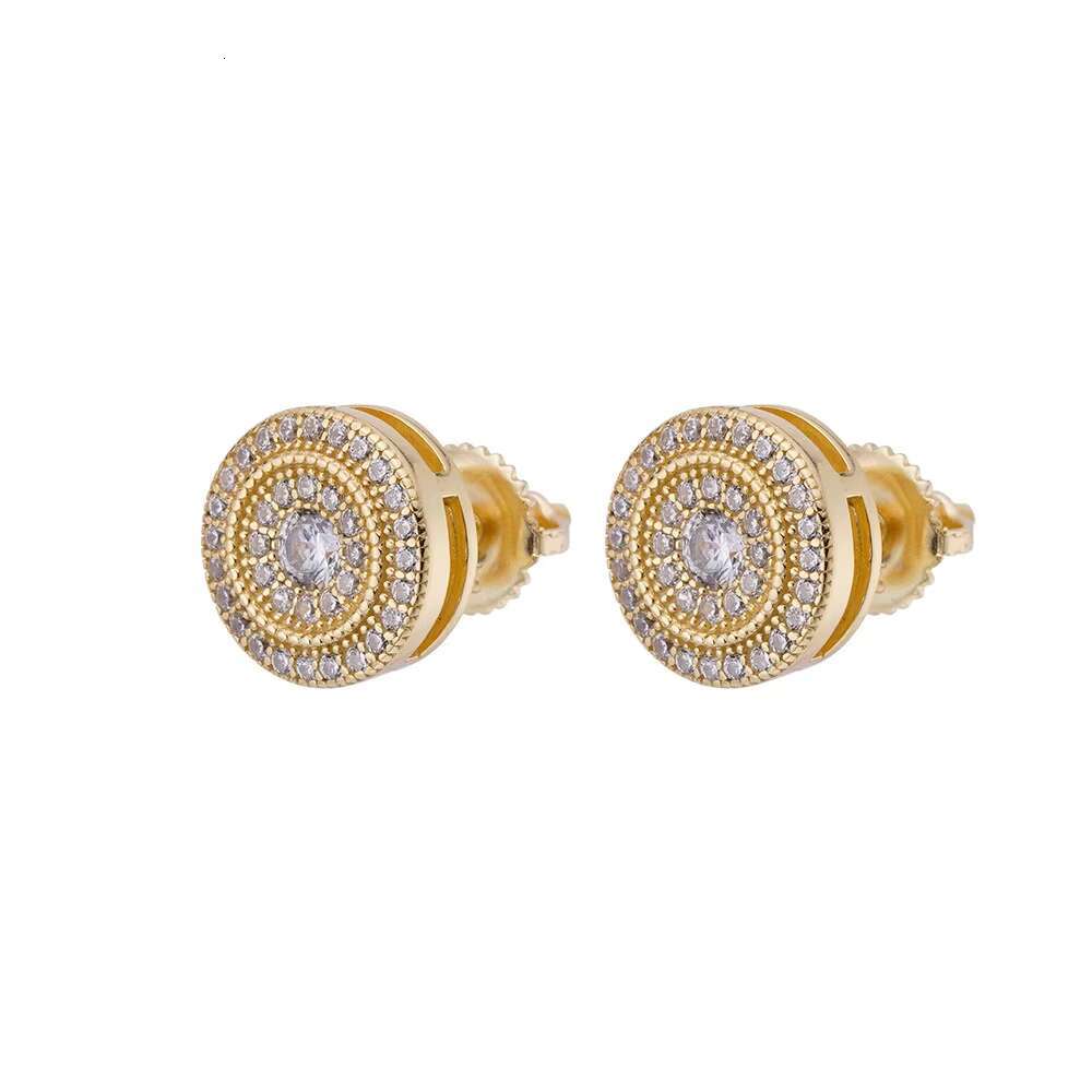 New Trend Men Hip Hop Iced Out Micro Pave Cz Cubic Zirconia Classical Round Stud Earrings
