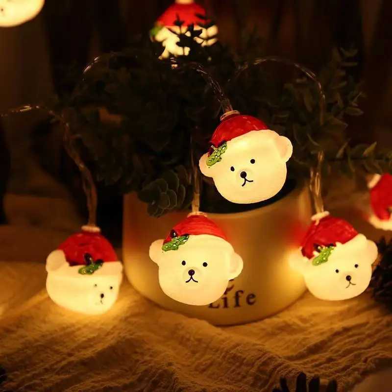 Christmas Decorative String Lights Battery Powered LED Garland Santa Claus Snowman Bear New Years Christmas Party Decor Light W251107