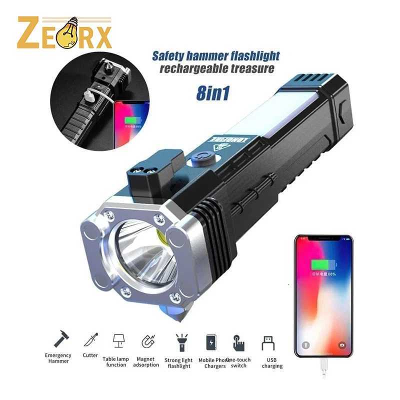 Multifunctional Flashlight Window Glasses Breaker with Car Safety Hammer for Men Dad and Camping Hiking Fishing OutdoorW251106