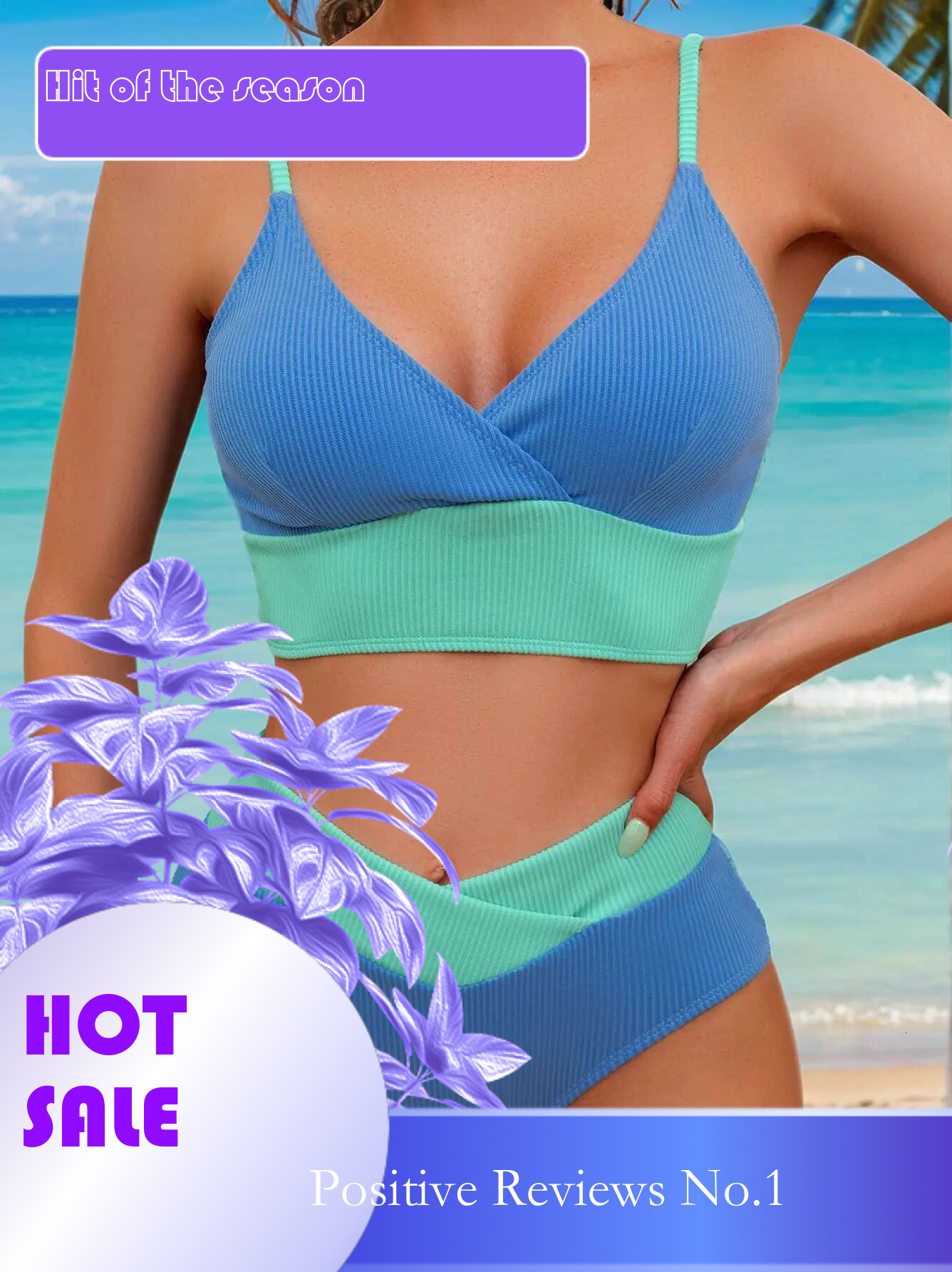 Dongdumaoyi Vintage Blue Gradient Bikini Set Women Sexy Halter V Neck Push Up High Waist Swimsuit Beach Bathing Suit Two Piece Swimwear
