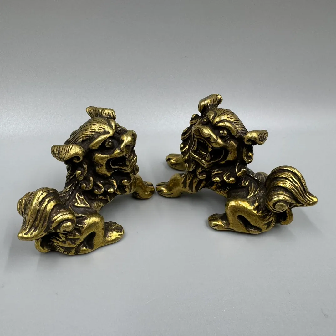 Luxurious Chinese Pixiu Lion Figures Durable Brass Craftsmanship Perfectly Suited for Interior Enhancement