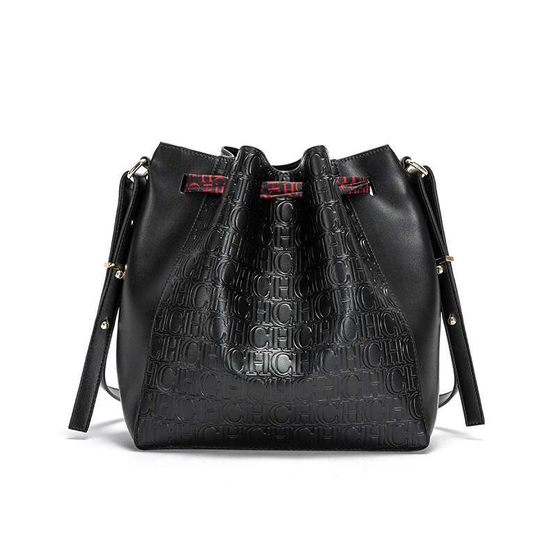 Drawstring Ribbon Buckle Shoulder Bagfashionable Classic New 2024 Women's Large Capacity Bucket Bag