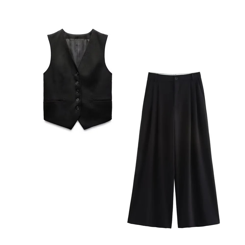 UNIZERA Summer Product Fashion Casual Womens Wear Simple Warm Sleeveless Tank Top Double Folding Pants Set 250313