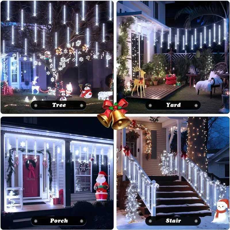 LED Meteor Shower Light Gorgeous Street String Light 32/24/16/8 Tubes Waterproof 2025 Christmas Party Garden Holiday Decorations W251107