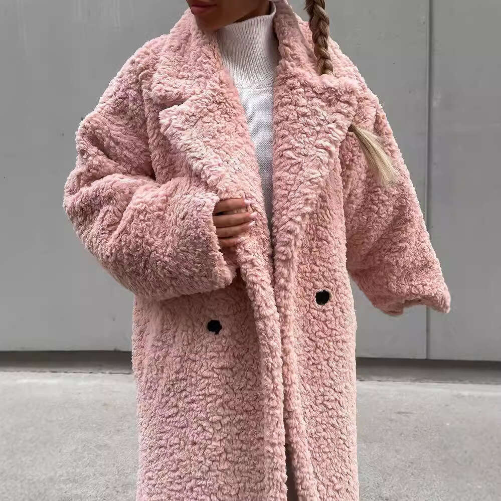 Autumn Winter New Cross-Border Women's Fashion Elegant Commuter Coat Long Sleeve Turn-Down Collar Furry Jacket for Women