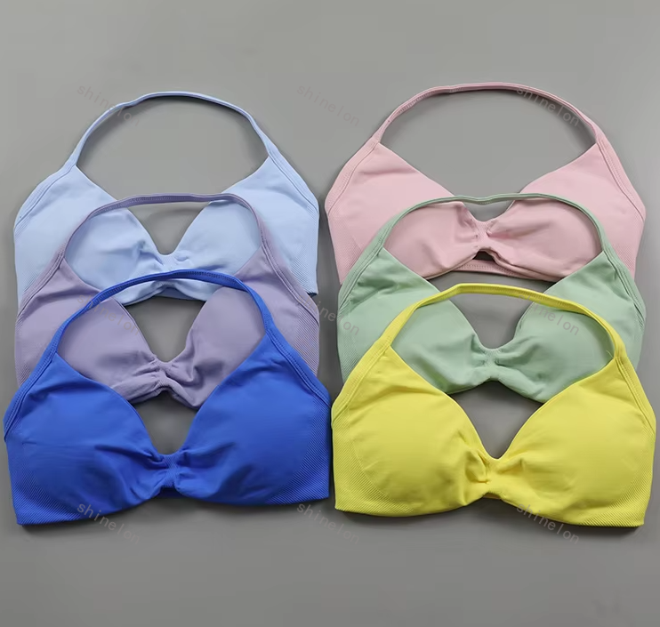 Impact Bra Asymmetric Sports Bra Gym Woman Semeless High Support Halter Backless Workout Crop Top Fitness Running Yoga Blouse Running Tank Ruched Halter Neck Bra