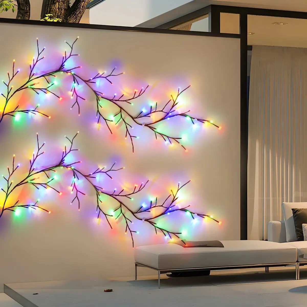 96LEDs USB Willow Vine LightsDIY Outdoor Waterproof String LightsWall Lamps For GardenPorchShopTerracePathway Decor W251107