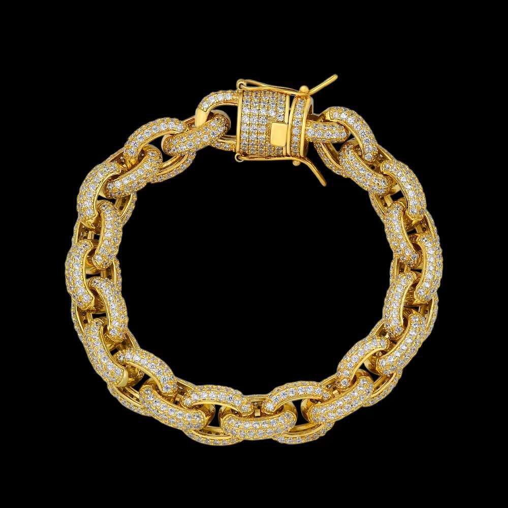 Wholesale Direct Sales Hip Hop Cross Shape Cuban Chain Gold Plated Pave 5A CZ Brass Material Mens Bracelet