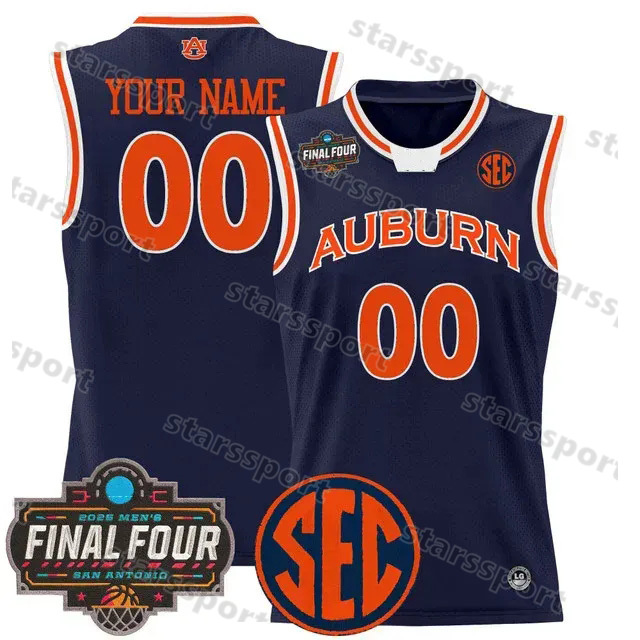 2025 Final Four Auburn College Tigers Basketball Jerseys 4 Johni Broome 10 Chad BakerMazara 13 Miles Kelly Charles 34 Barkley Tahaad Pettiford DY