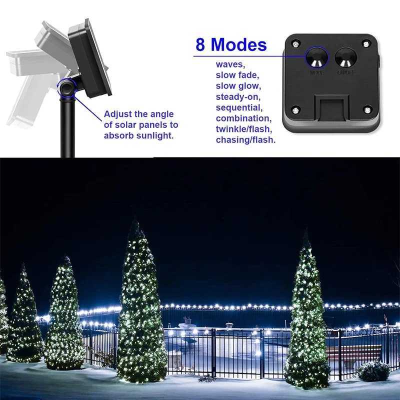 Solar Fairy String Lights Outdoor LED Garden Christmas Decor Garland Light For Xmas Halloween Thanksgiving Wedding W251107