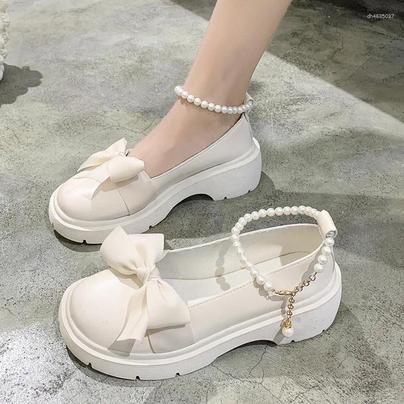 Sandals Women Thick Platform Mary Janes Lolita Shoes Party Pumps Summer 2025 Bow Chain Mujer Fashion Oxford atos zhanyishengli