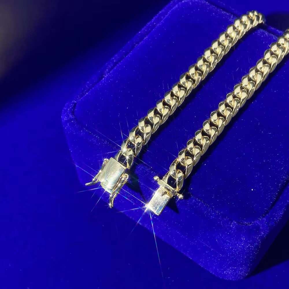 925 Sterling Silver Hip Hop Saudi 8MM Real Gold No Diamonds Smooth Non Tarnish Jewelry Cuban Chain Bracelet