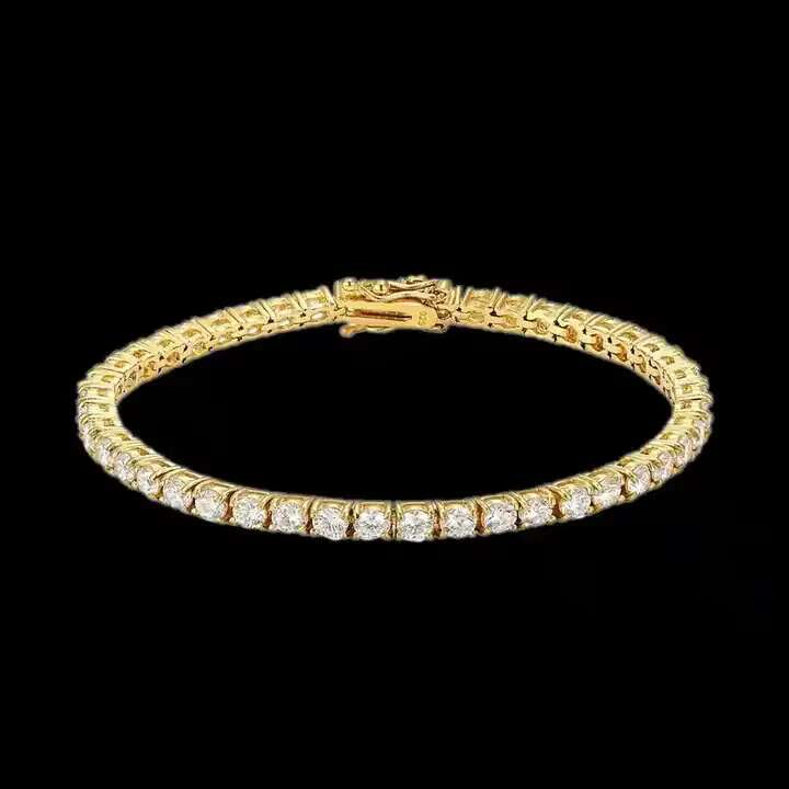 New Fashion Gold Plated Sterling Silver 925 Cubic Zirconia Luxury 3mm 4mm Cubic Zirconia Iced Out Chain Tennis Bracelet