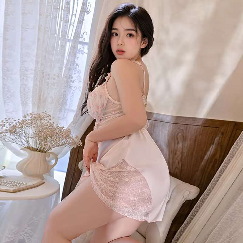 Wholesale Large Size Satin Nightdress Sexy Women's Pamas Sleepwear