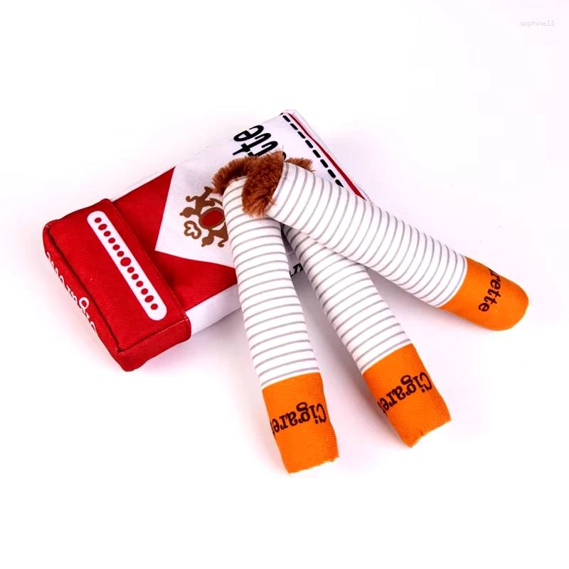 Update Creative Interactive Giggles Dog Toys Funny Plush Chewing Toy With Squeaking Sound Cigaret Box Good Pet Gifts